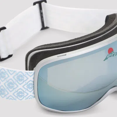 Casablanca Silver And White Acetate Ski Goggles In Silver