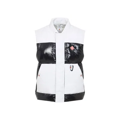 Casablanca Color-block Black Down Vest With Stand-up Collar In Multi