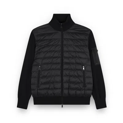 Paul & Shark Ultralight Hybrid Zip-up Sweater In Tech Wool In Black