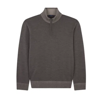 Paul & Shark Soft Cool Touch Wool Half Zip Sweater In Brown
