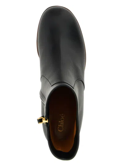 Chloé Graphic Print Ankle Boots With Platform Sole In Black