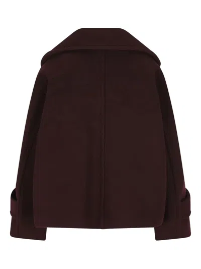 Chloé Women Violet Double-breasted Jacket With Wide Notched Revers And Dropped Shoulders In Wool Ble In Burgundy