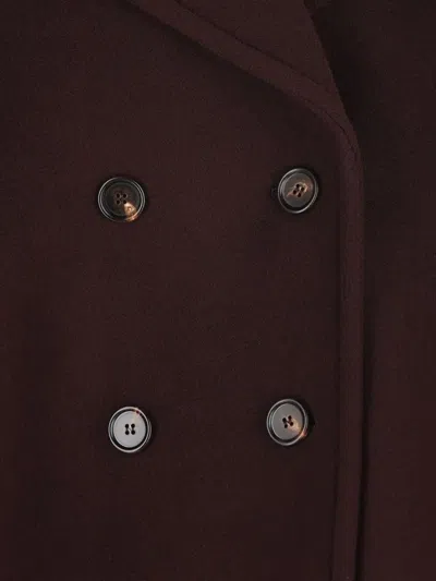 Chloé Women Violet Double-breasted Jacket With Wide Notched Revers And Dropped Shoulders In Wool Ble In Burgundy