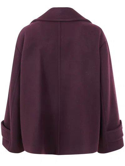 Chloé Women Violet Double-breasted Jacket With Wide Notched Revers And Dropped Shoulders In Wool Ble In Burgundy