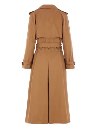 Chloé Double-breasted Leather-trimmed Cotton-gabardine Trench Coat In Brown