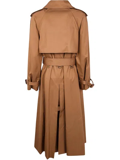 Chloé Double-breasted Leather-trimmed Cotton-gabardine Trench Coat In Brown