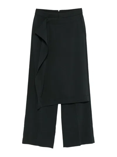 Ami Alexandre Mattiussi Wool Trousers Layered Asymmetrical Design In Black