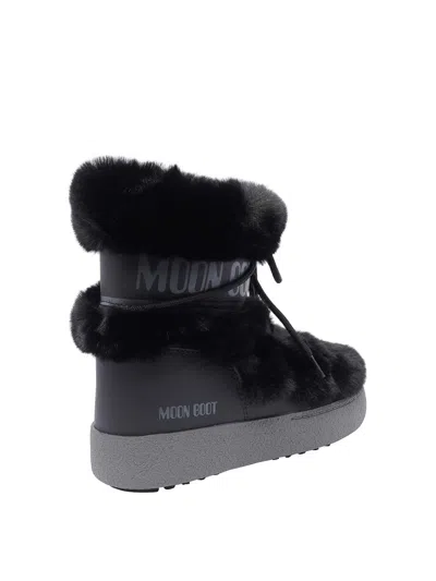 Moon Boot Ltrack Quilted Shell And Faux Leather Snow Boots In Black