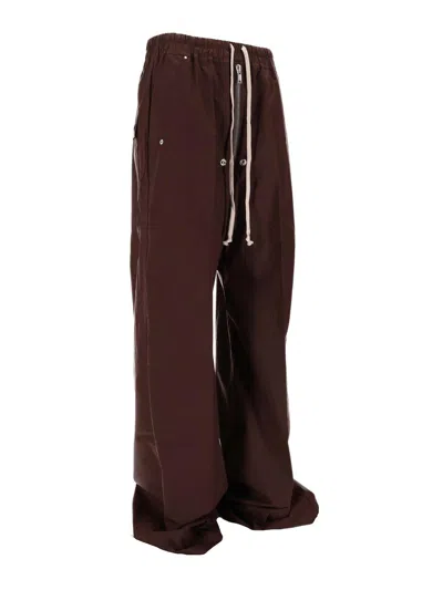 Rick Owens Drawstring Elastic Waist Casual Pants In Brown