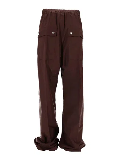 Rick Owens Drawstring Elastic Waist Casual Pants In Brown