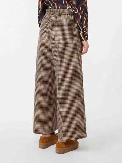Weekend Max Mara Basketweave Wool And Cotton Trousers In Burgundy