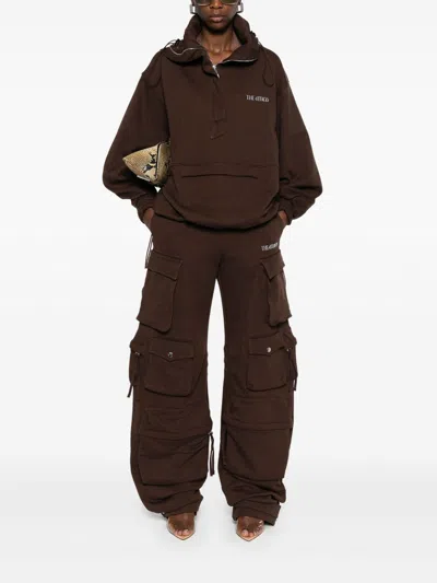 Attico Cotton Jersey Cargo Sweatpants In Brown