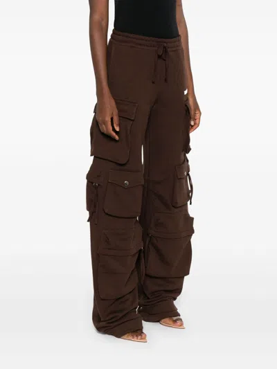 Attico Cotton Jersey Cargo Sweatpants In Brown