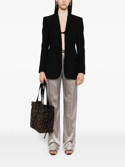 Tom Ford Wide-leg Trousers With Satin Finish In Metallic