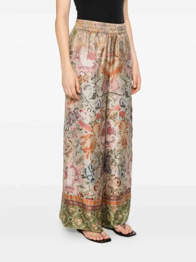 Pierre-louis Mascia Pierre Louis Mascia Printed Silk Trousers In Sand