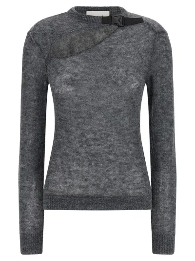 Coperni Grey Buckle Cut-out Sweater In Gray