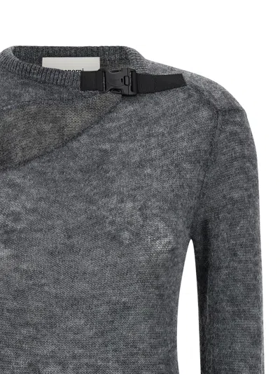Coperni Grey Buckle Cut-out Sweater In Gray