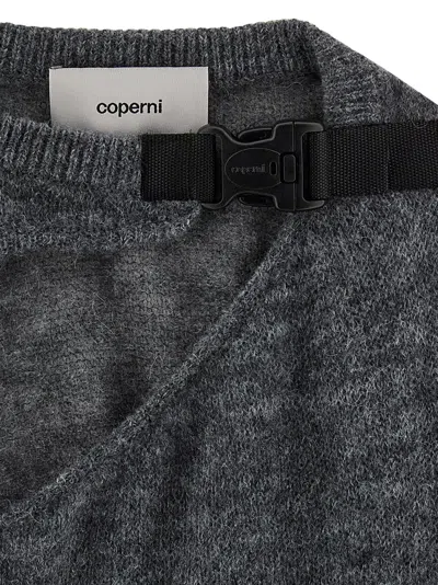 Coperni Grey Buckle Cut-out Sweater In Gray