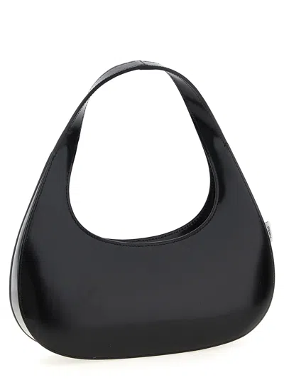 Coperni Crescent-shaped Calfskin Shoulder Bag With Embossed Logo In Black