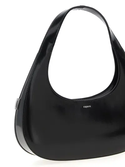 Coperni Crescent-shaped Calfskin Shoulder Bag With Embossed Logo In Black