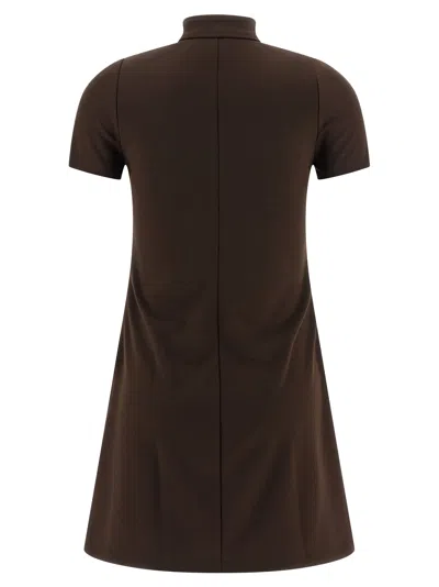 Courrèges Mini Dress With High Collar And Pockets In Brown
