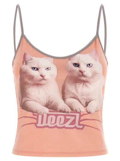 Diesel T-top R2 Cats Pink Cotton Jersey Tank Top In Pink