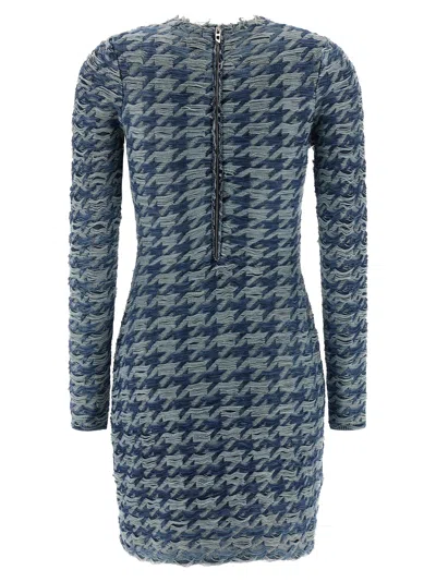 Diesel Women Light Blue Houndstooth Denim M-halma Minidress In Blue