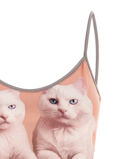 Diesel T-top R2 Cats Pink Cotton Jersey Tank Top In Pink