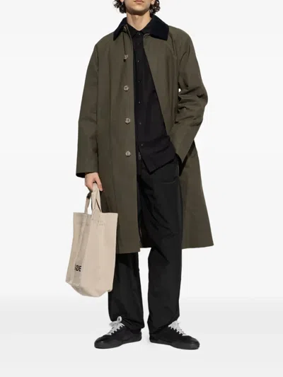 Apc Gaspard Corduroy Collar Coat With Side Pockets In Green