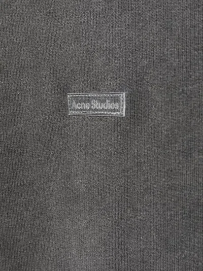Acne Studios Men Logo Cotton Hoodie In Gray