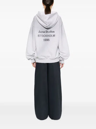 Acne Studios Oversized Grey Hoodie With Relaxed Fit And Bold Detailing In Gray