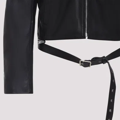 Acne Studios Belted Leather Jacket In Black