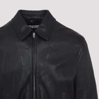 Acne Studios Belted Leather Jacket In Black