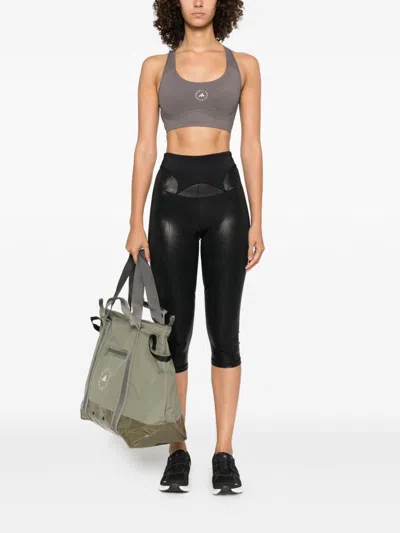 Adidas By Stella Mccartney Black Metallic Panelled Trousers In Black