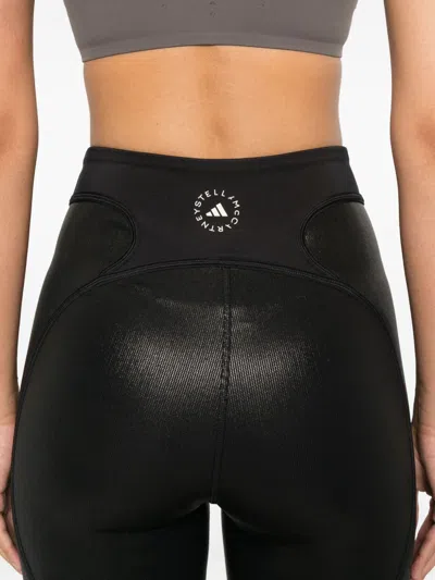 Adidas By Stella Mccartney Black Metallic Panelled Trousers In Black