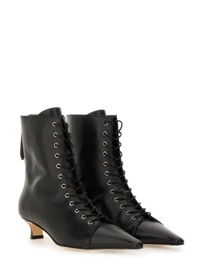 Aeyde 40mm Trixi Lace-up Pointed-toe Boots In Black