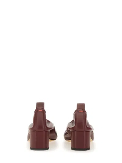 Aeyde Bordeaux Nappa Leather Flats In Red