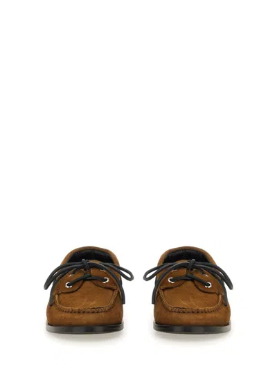 Aeyde Brown Cow Suede Loafers In Brown