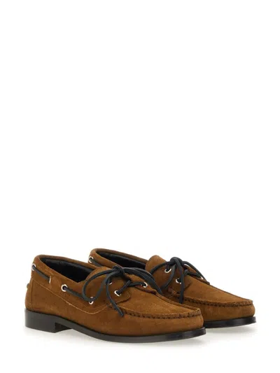 Aeyde Brown Cow Suede Loafers In Brown
