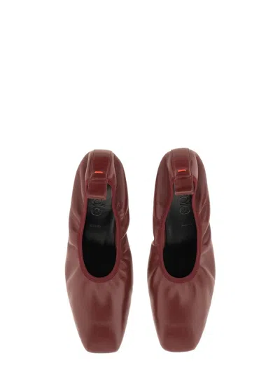 Aeyde Bordeaux Nappa Leather Flats In Red