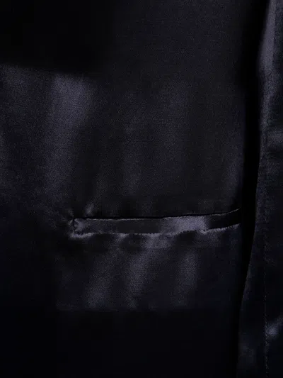 Alberta Ferretti Satin Finish Notched Lapels Long Sleeves In Black