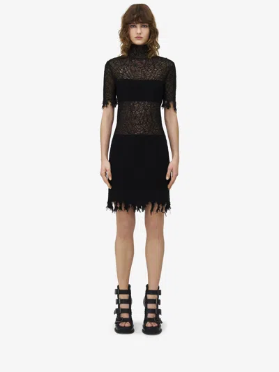 Alexander Mcqueen Lace Mini Dress In Black