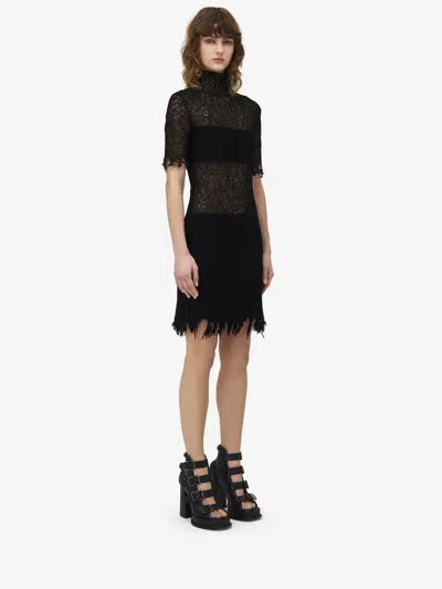 Alexander Mcqueen Lace Mini Dress In Black