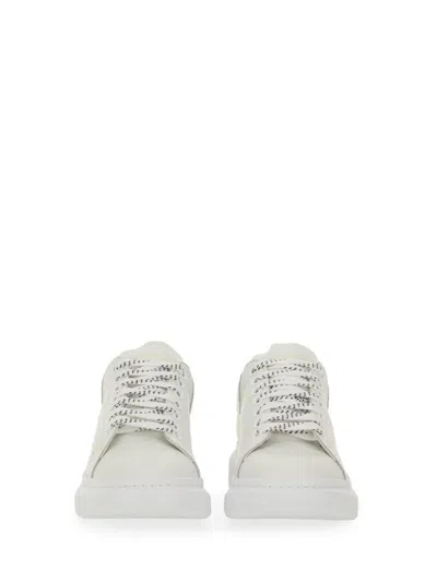 Alexander Mcqueen Chalk Leather Sneakers With Chalk Leather Heel In White