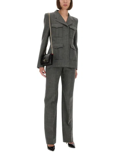 Alexander Mcqueen Straight-leg Tailored Pants With Subtle Check Pattern In Gray