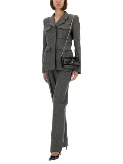 Alexander Mcqueen Fitted Silhouette With Epaulettes And Flap Pockets In Gray