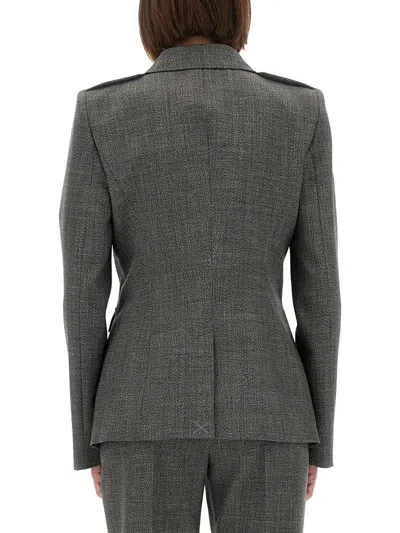 Alexander Mcqueen Fitted Silhouette With Epaulettes And Flap Pockets In Gray