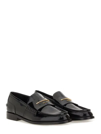 Alexander Wang Glossy Black Loafers With Decorative Strap And Elegant Silhouette In Black