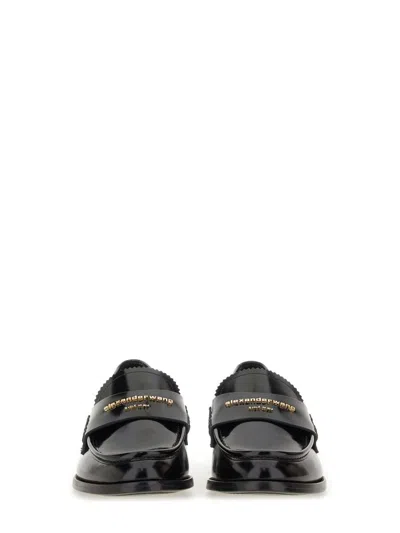 Alexander Wang Glossy Black Loafers With Decorative Strap And Elegant Silhouette In Black