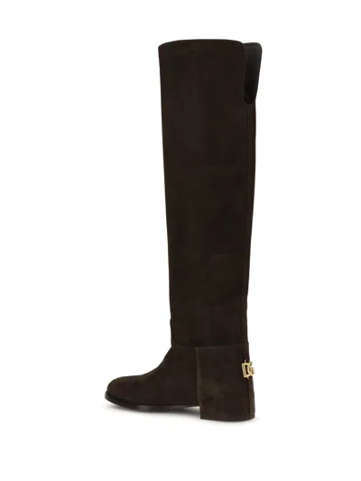 Dolce & Gabbana Women Suede High Boots In Brown
